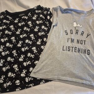 Mighty Fine Black and Gray Snoopy Short Sleeve Tees